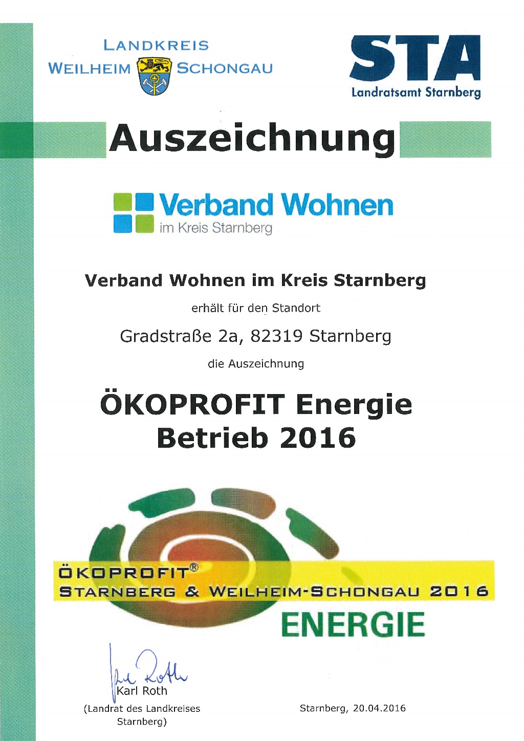 2016_Urkunde_OEkoprofit_Energie_Betrieb